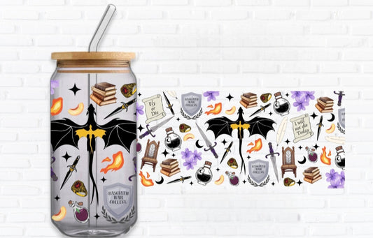 Fourth Wing Option #2- 16oz Glass Tumbler w/ Straw
