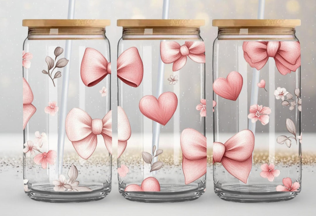 Bows - 16oz Glass Tumbler w/ Straw