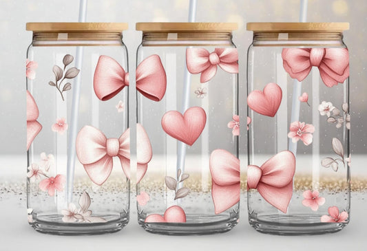 Bows - 16oz Glass Tumbler w/ Straw
