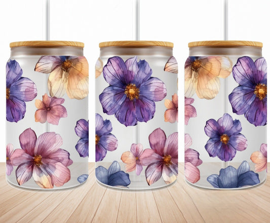 Full Bloom - 16oz Glass Tumbler w/ Straw