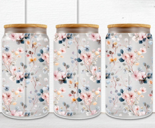 Cherry Blossoms - 16oz Glass Tumbler w/ Straw