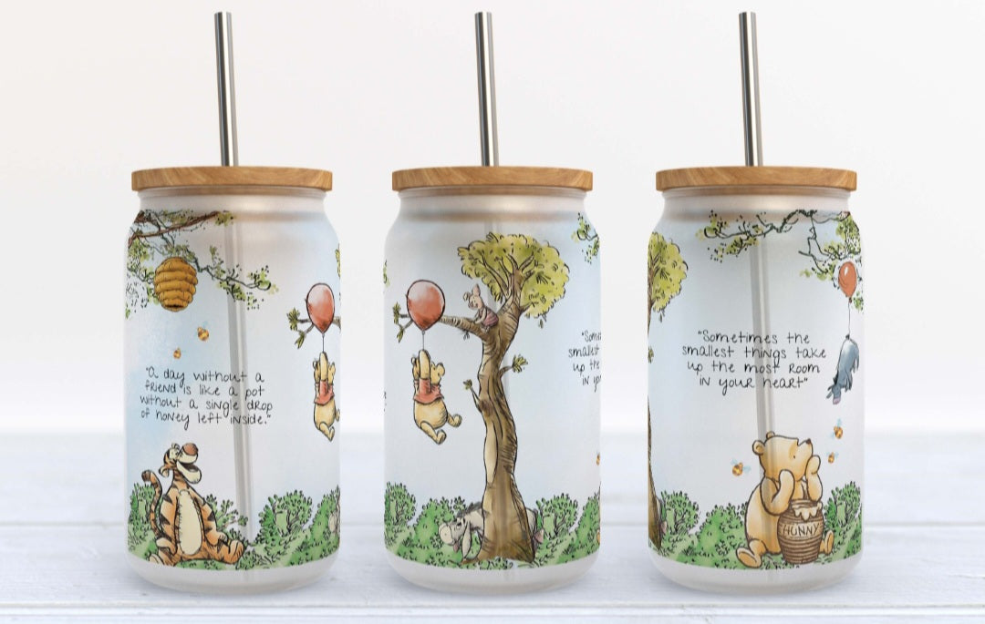 Winnie The Pooh - 16oz Glass Tumbler w/ Straw