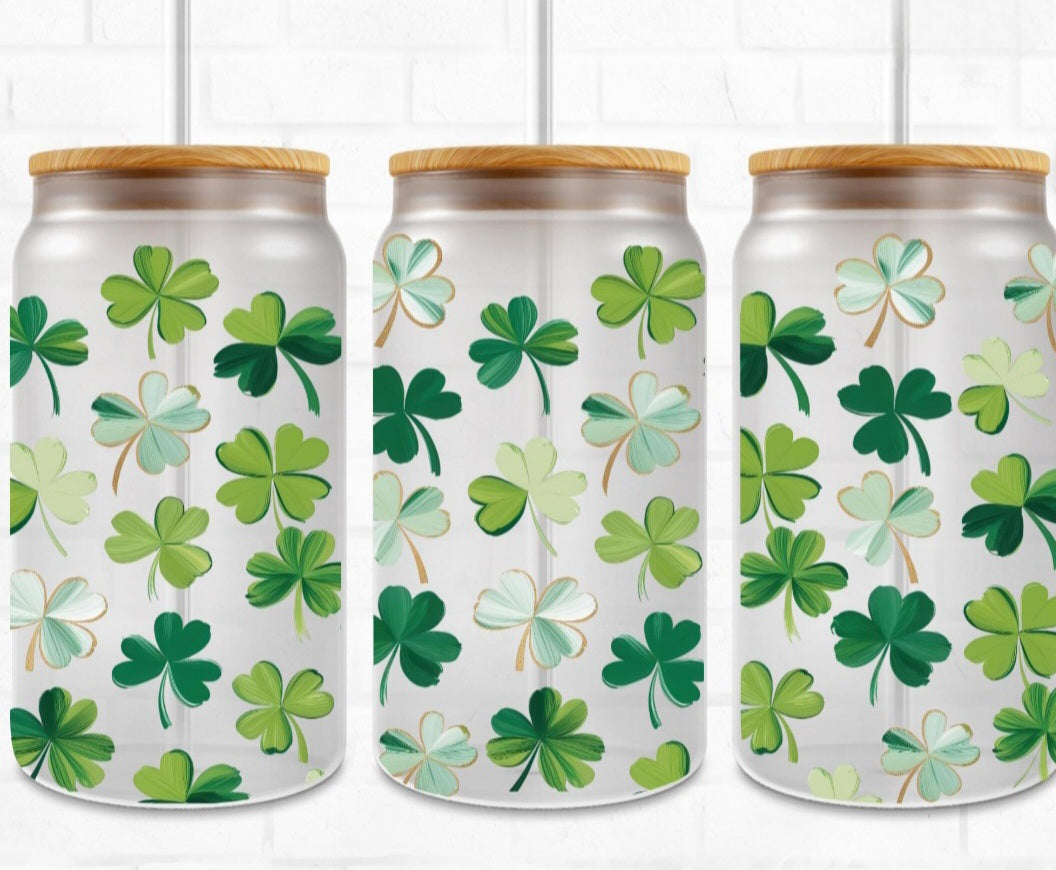 Shamrock - 16oz Glass Tumbler w/ Straw